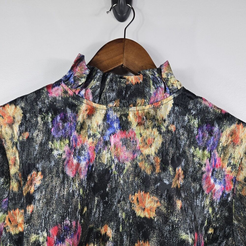 Tuckernuck‎ Women's XXL Midnight Primrose Jacquard Blouse Bow NWT - Picture 2 of 9